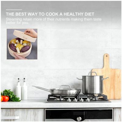 Imagen 2 del producto Olla Vaporera De Bambú 2 Niveles Cocina A Vapor Bambu 24cm