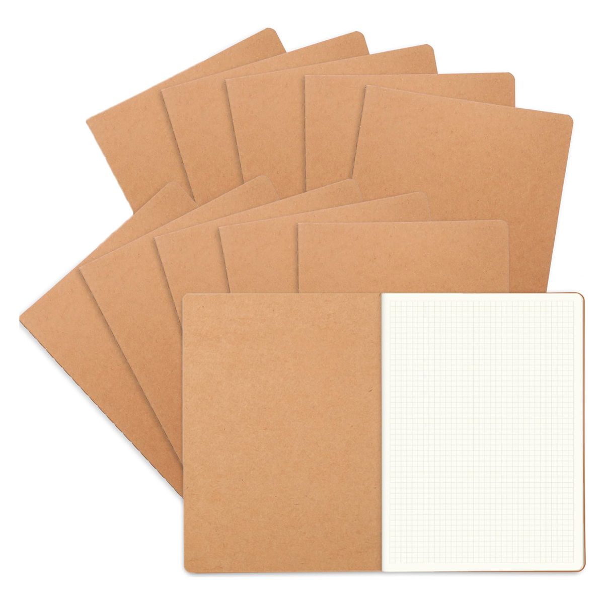 GENERICO - 10pcs Cuadernos A4 Kraft 72 Páginas-Cuadriculada