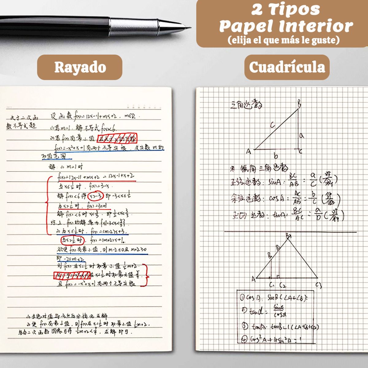 GENERICO - 10pcs Cuadernos A4 Kraft 72 Páginas-Cuadriculada