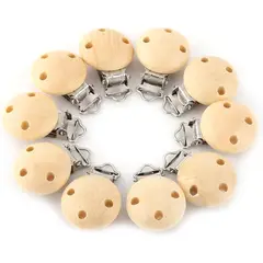 KUANGYE - 10 Clip De Madera Color Natural Para Portachupetes