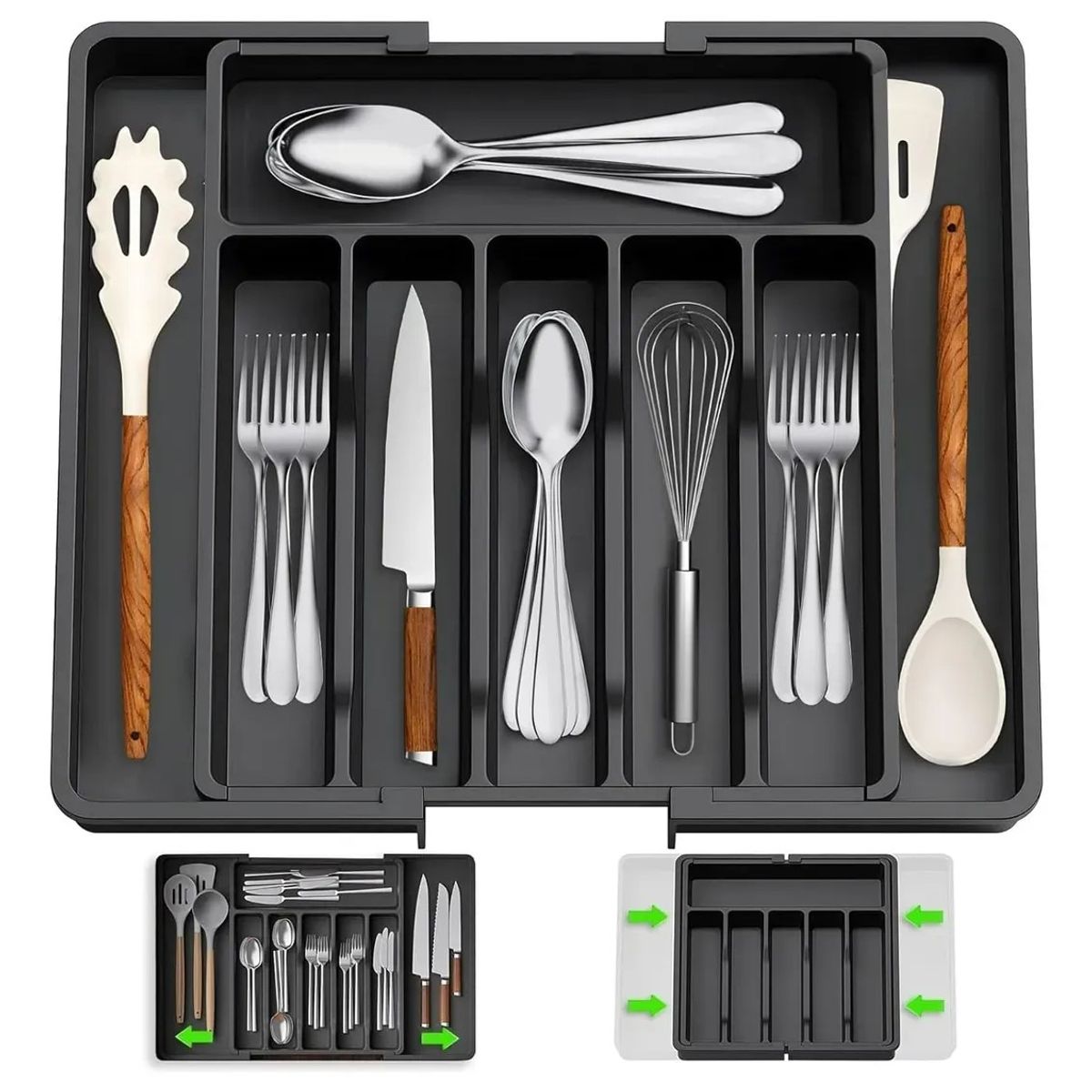 KUANGYE - Organizadores De Cubiertos Utensilios Cajon 8 Compartimento