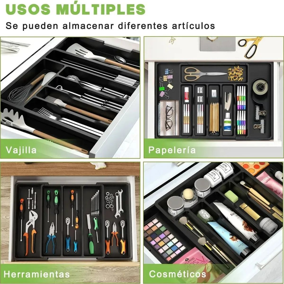 KUANGYE - Organizadores De Cubiertos Utensilios Cajon 8 Compartimento