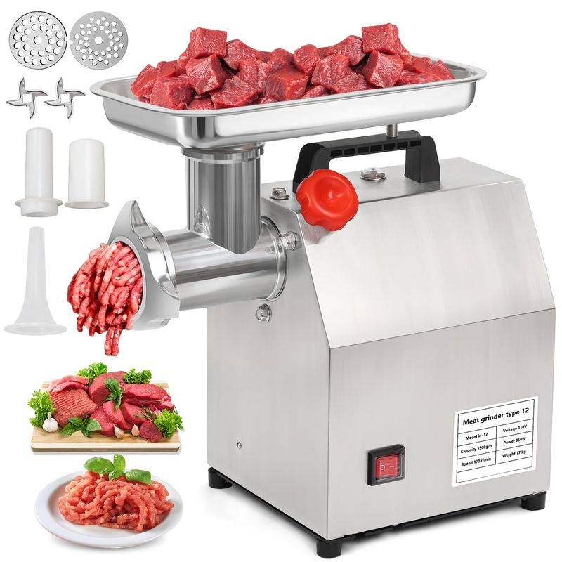 GENERICO - Picadora De Carne Eléctrica Acero Inoxidable 1.2 Hp 150kg/h