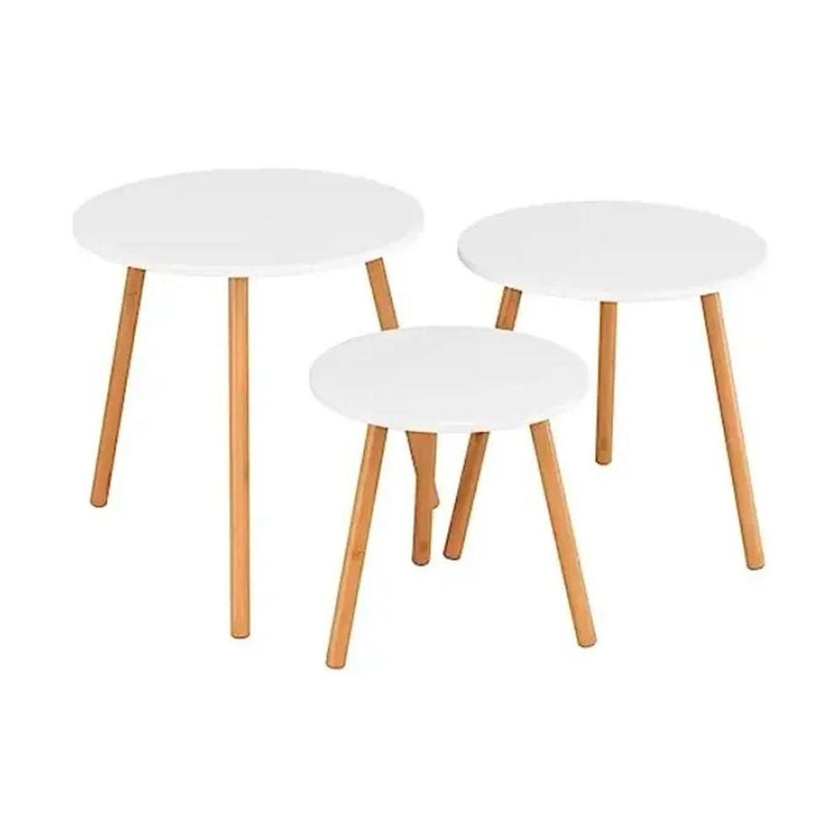 DETODOYMAS - Juego de mesas de centro 50+40+32 cm Chic Home - Blanco