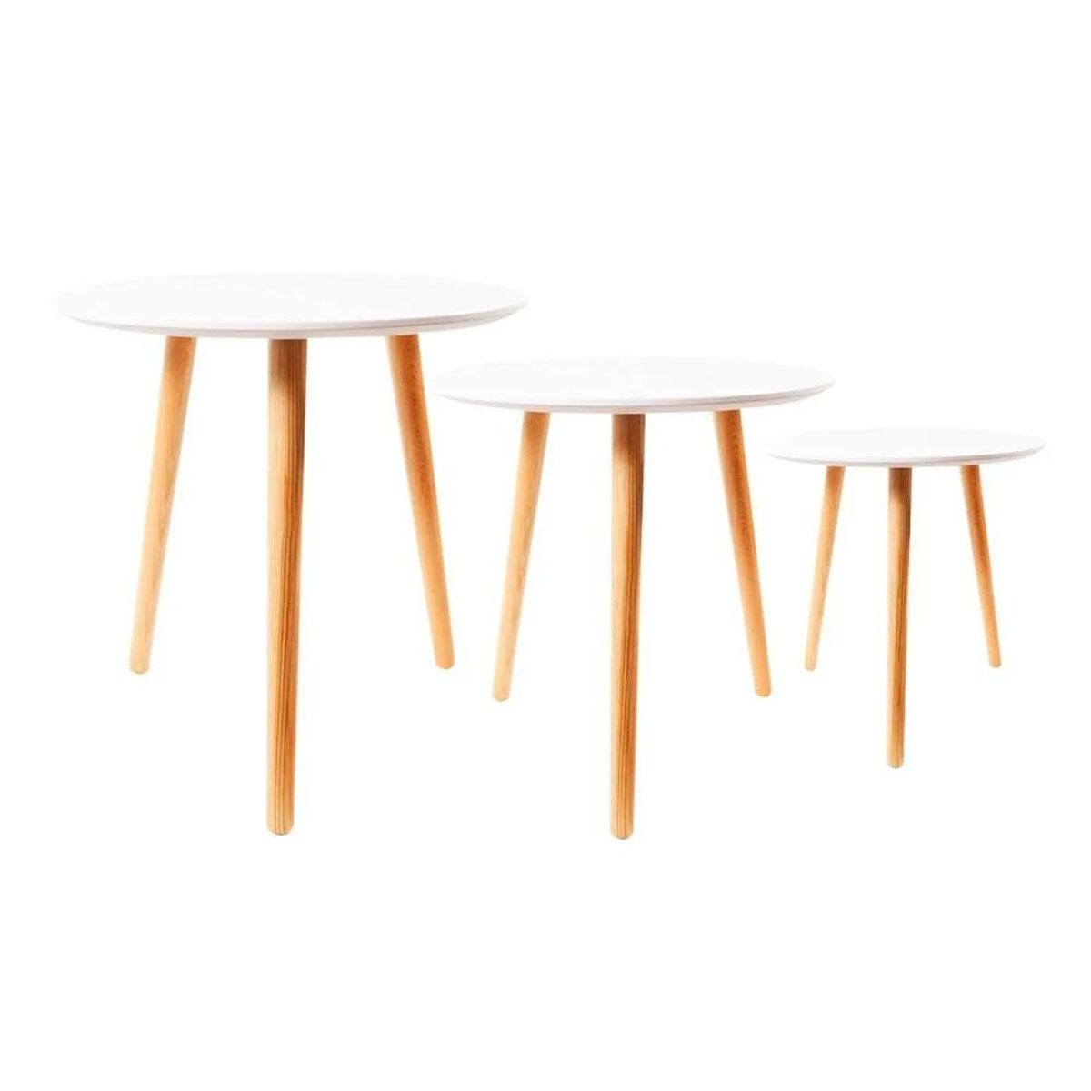 DETODOYMAS - Juego de mesas de centro 50+40+32 cm Chic Home - Blanco