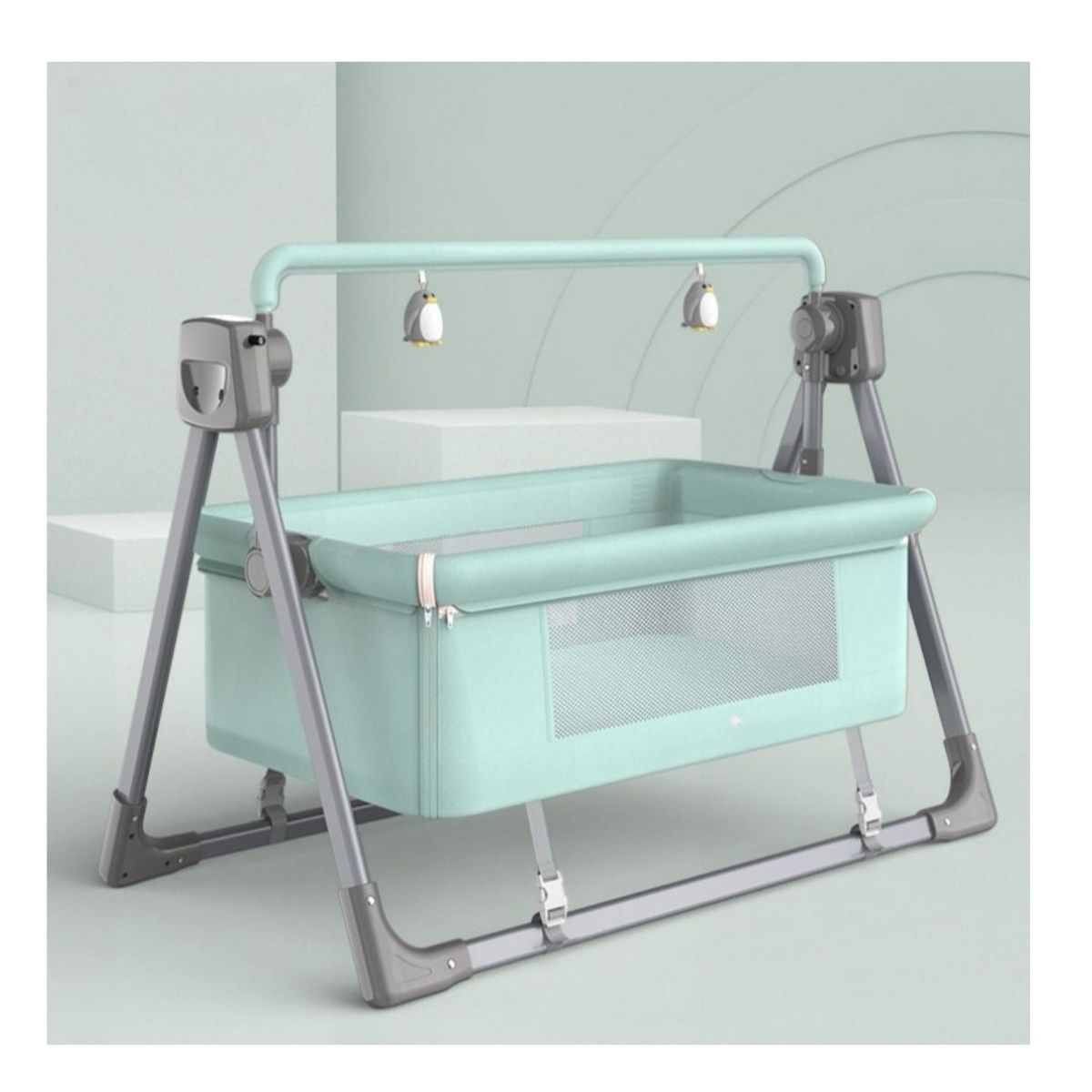 BABYLUNA - Cuna Colecho Mecedora Eléctrica Plegable Con Bluetooth