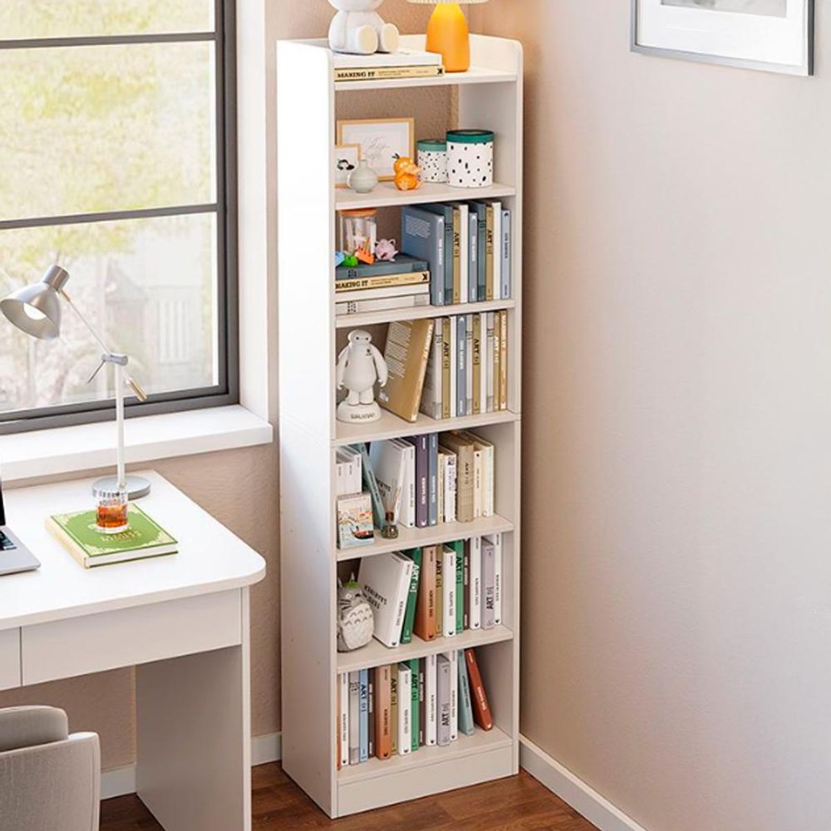 DETODOYMAS - Librero 6 alturas 180x42x22cm Chic Home - Blanco