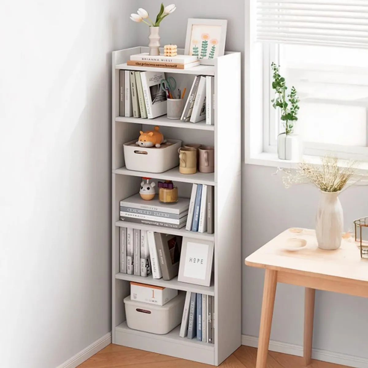 DETODOYMAS - Librero 5 alturas 152x42x22cm Chic Home - Blanco