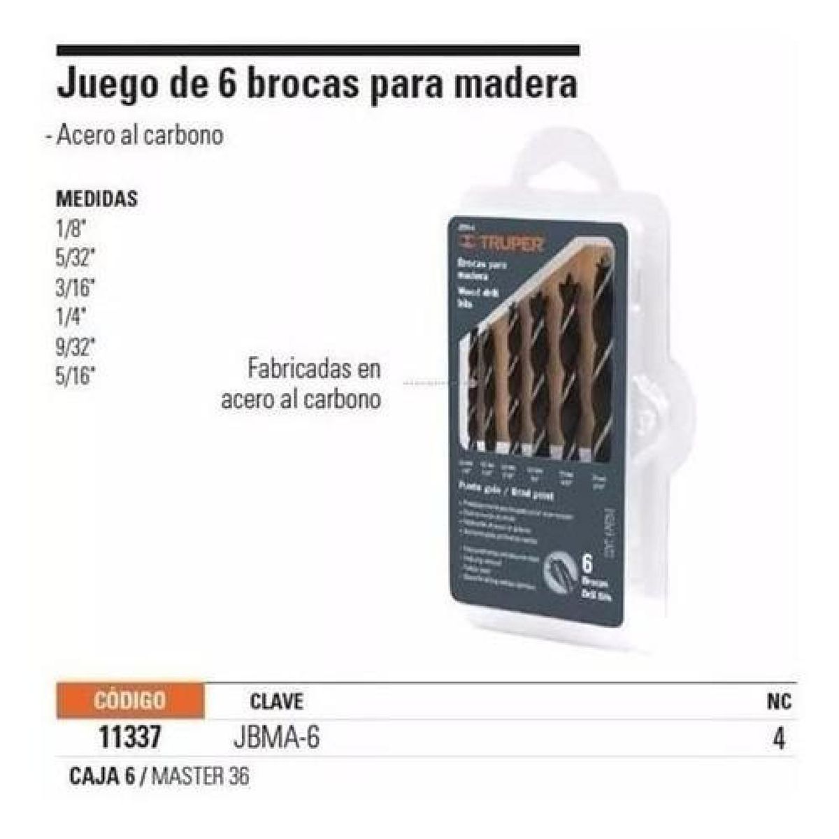 TRUPER - Brocas Para Madera Truper 6pzs