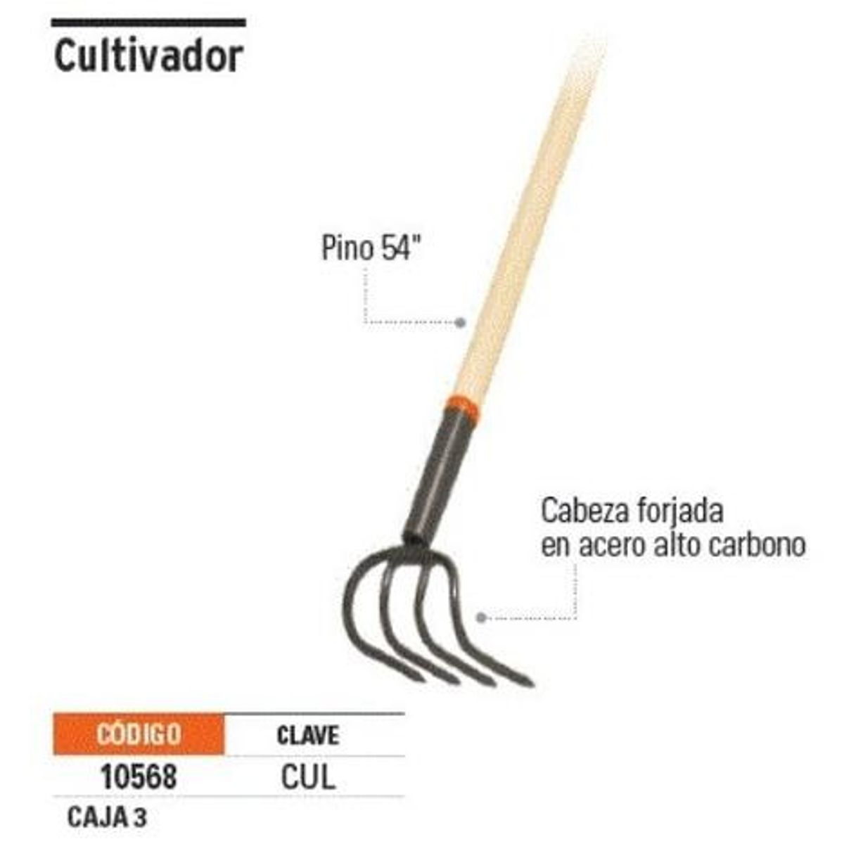 TRUPER - Cultivador Con Mango Madera 4 Ganchos Truper - Multicolor