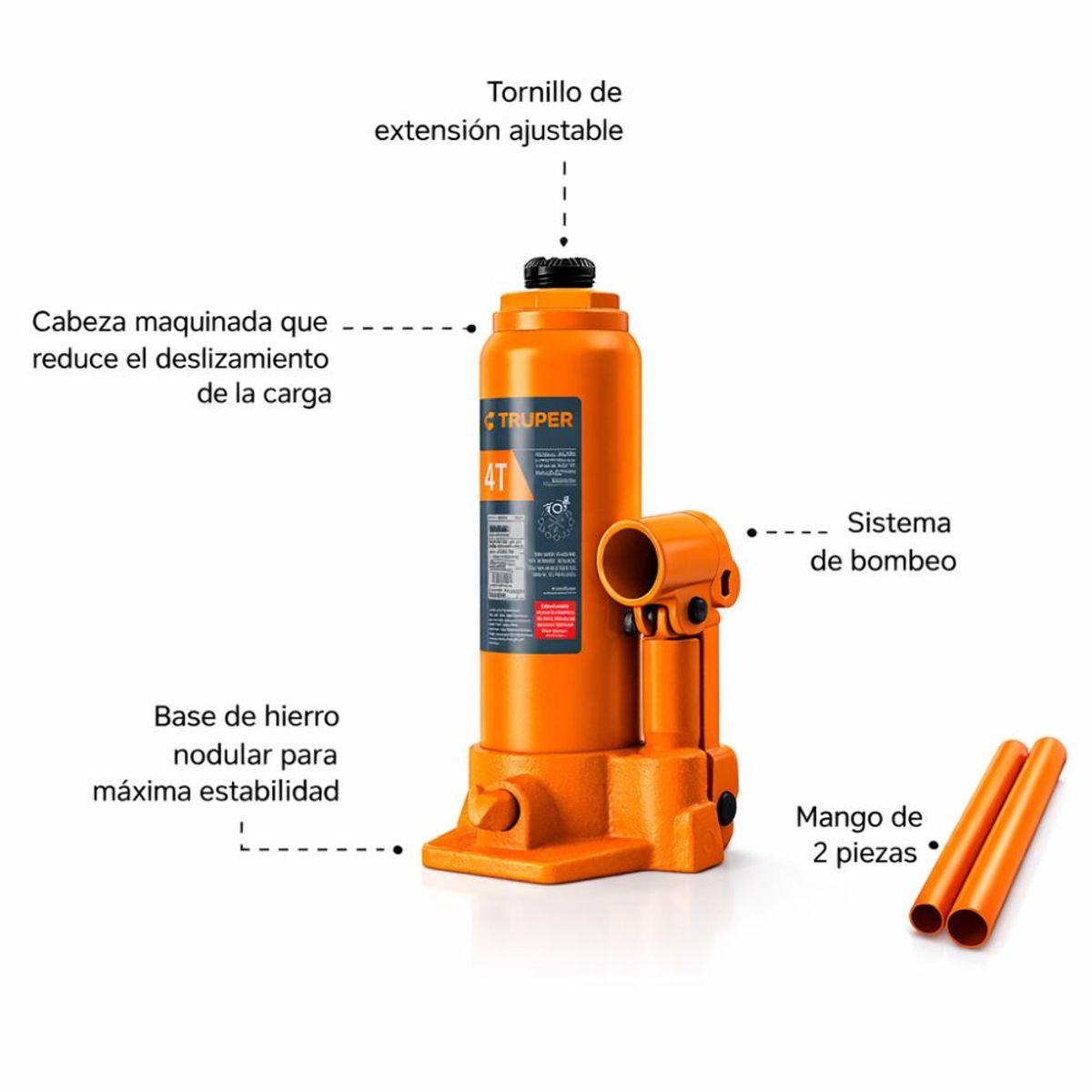 TRUPER - Gata Hidraulica 4 Tn Tipo Botella Truper Gat-4
