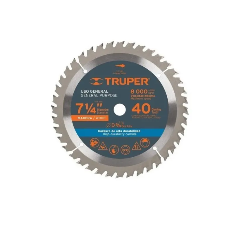 TRUPER - Disco Sierra Circular 7 1/4 Pulgadas 40 Dientes Truper