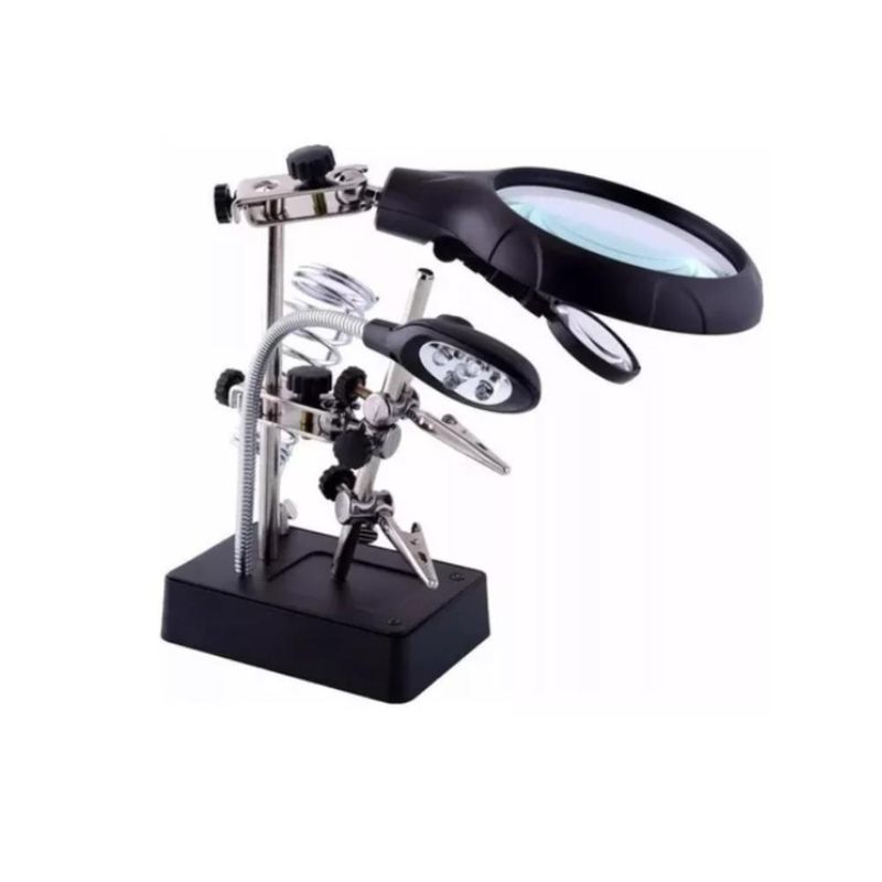 GENERICO - Lupa Brazo Escritorio Soporte Pinza Luz Led Tercera Mano