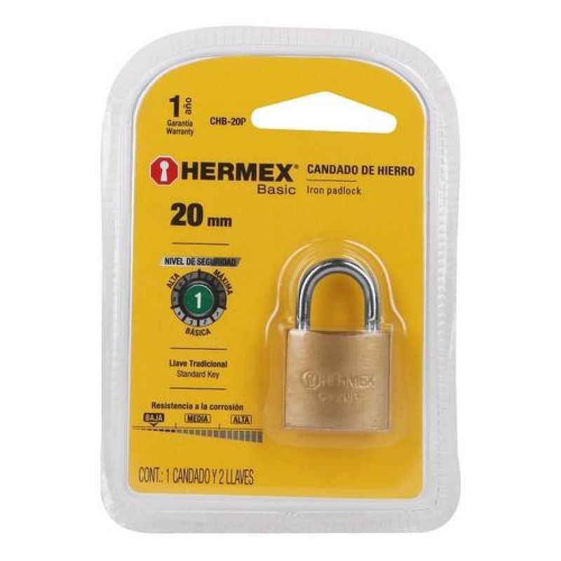 GENERICO - Candado De Hierro Hermex Chb-20p - Dorado