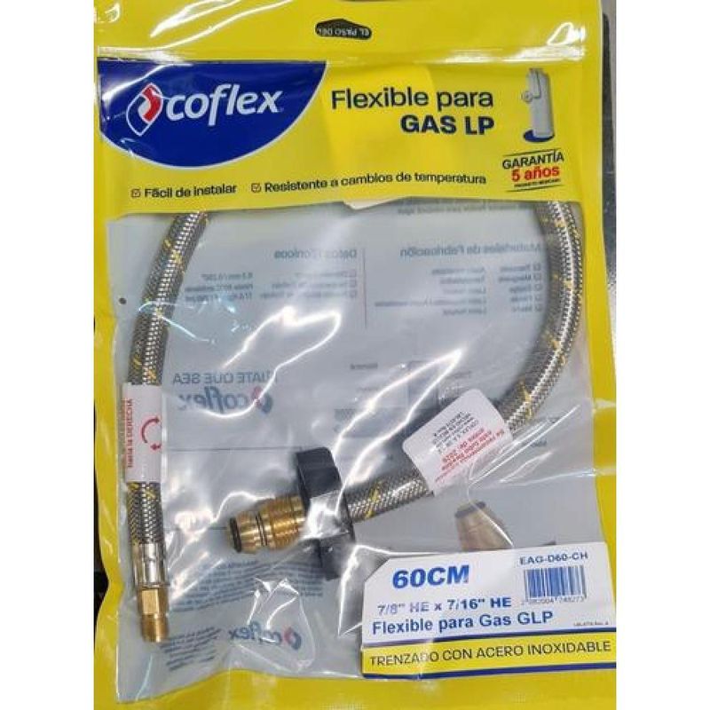 GENERICO - Flexible Gas Coflex Para Cilindro De 45kg Certificado Sec - Gris