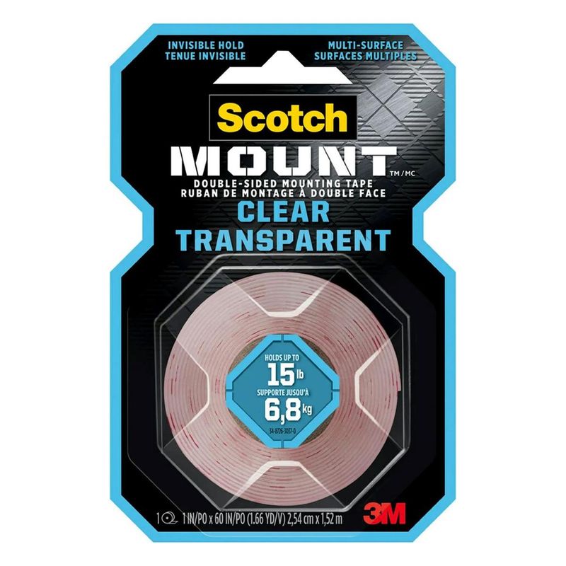 3M - Cinta de Montaje Doble Faz Scotch-Mount Transparente 254 mmx152m 3M