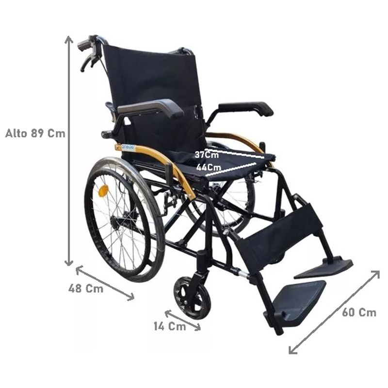GENERICO - Silla De Ruedas Plegable Aluminio Apoyabrazos Abatibles Oneder KJT101B