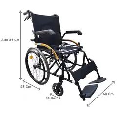 GENERICO - Silla De Ruedas Plegable Aluminio Apoyabrazos Abatibles Oneder KJT101B