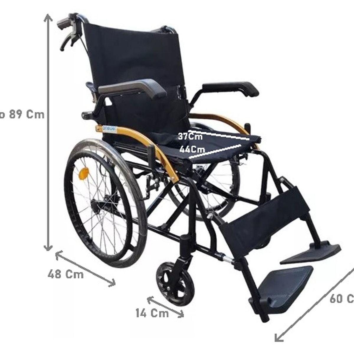 ONEDER - Silla De Ruedas Plegable Aluminio Apoyabrazos Abatibles Oneder KJT101B
