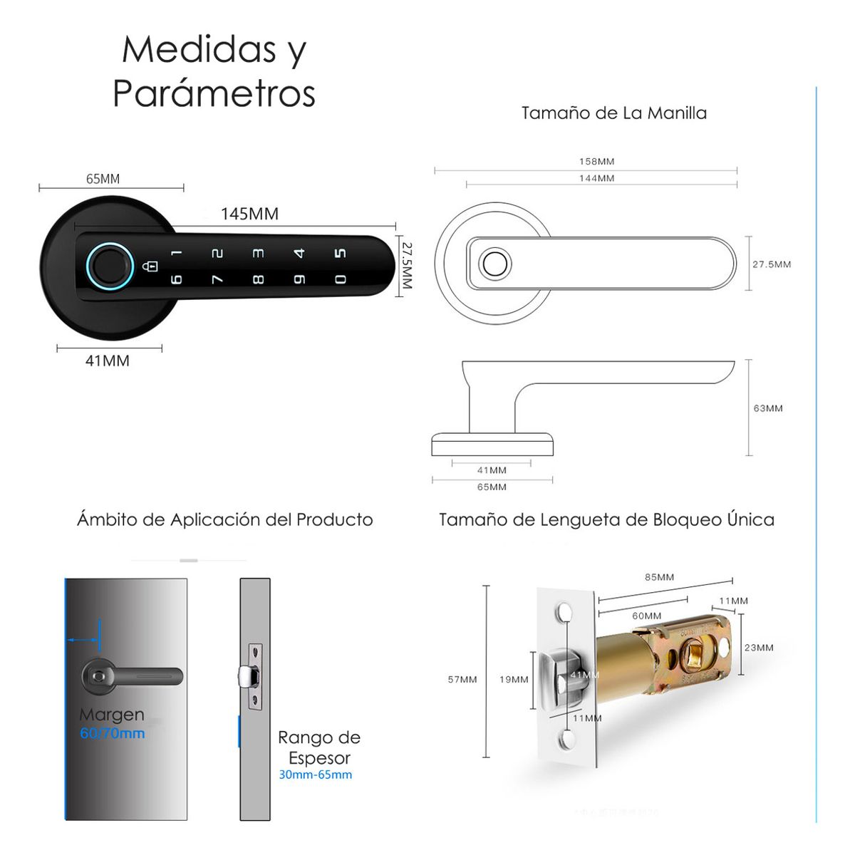 GENERICO - Cerradura Inteligente Aspor Wifi Con Huella Codigo Y Llave