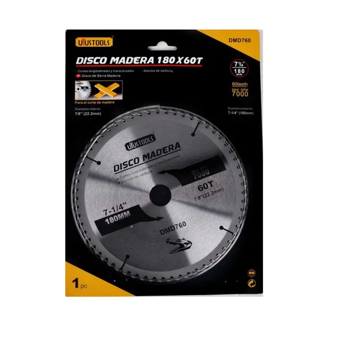 GENERICO - Disco De Sierra Corte Madera Dma760 7-1/4 180mm 60t 1 25.4mm