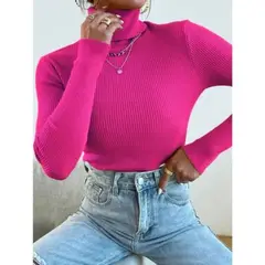 MPROPIA - Sweater Beatle Lana Mujer Cuello Alto Doble Otoño Invierno T50