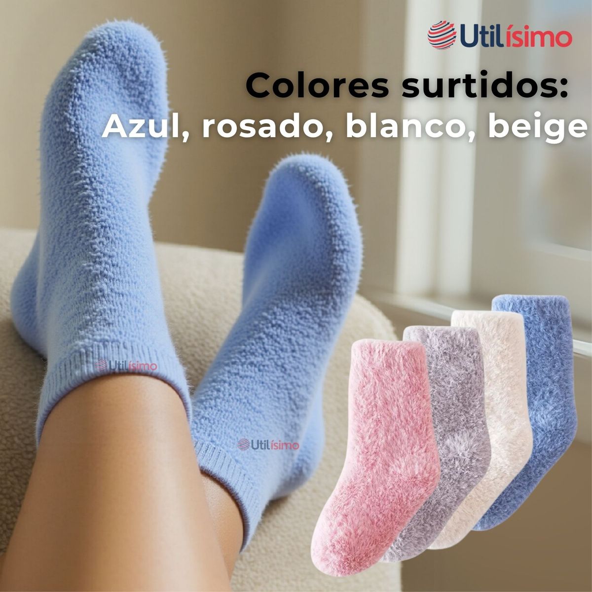 JUMP KIDS - 2 Pares Calcetines Térmicos Poliéster Peluditos Niña Colores Surtidos