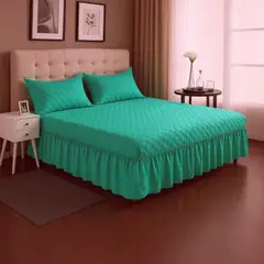 ARMONIA - Faldón Cama Doble Acolchado Plaza y Media + 1 Funda
