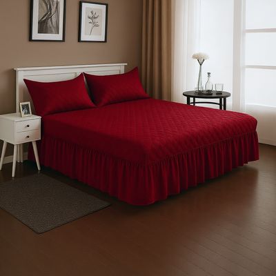 Imagen 2 del producto Faldón Cama Doble Acolchado Plaza y Media + 1 Funda