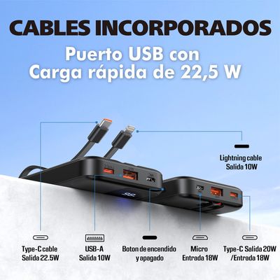 Imagen 2 del producto Batería Externa Power Bank 10000mah Md-12411 Blanco