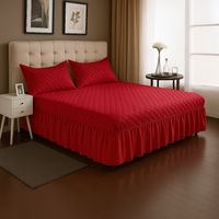 Faldón Cama Doble Acolchado Plaza y Media + Funda