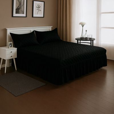 Imagen 2 del producto Faldón Cama Doble Acolchado Plaza y Media + Funda