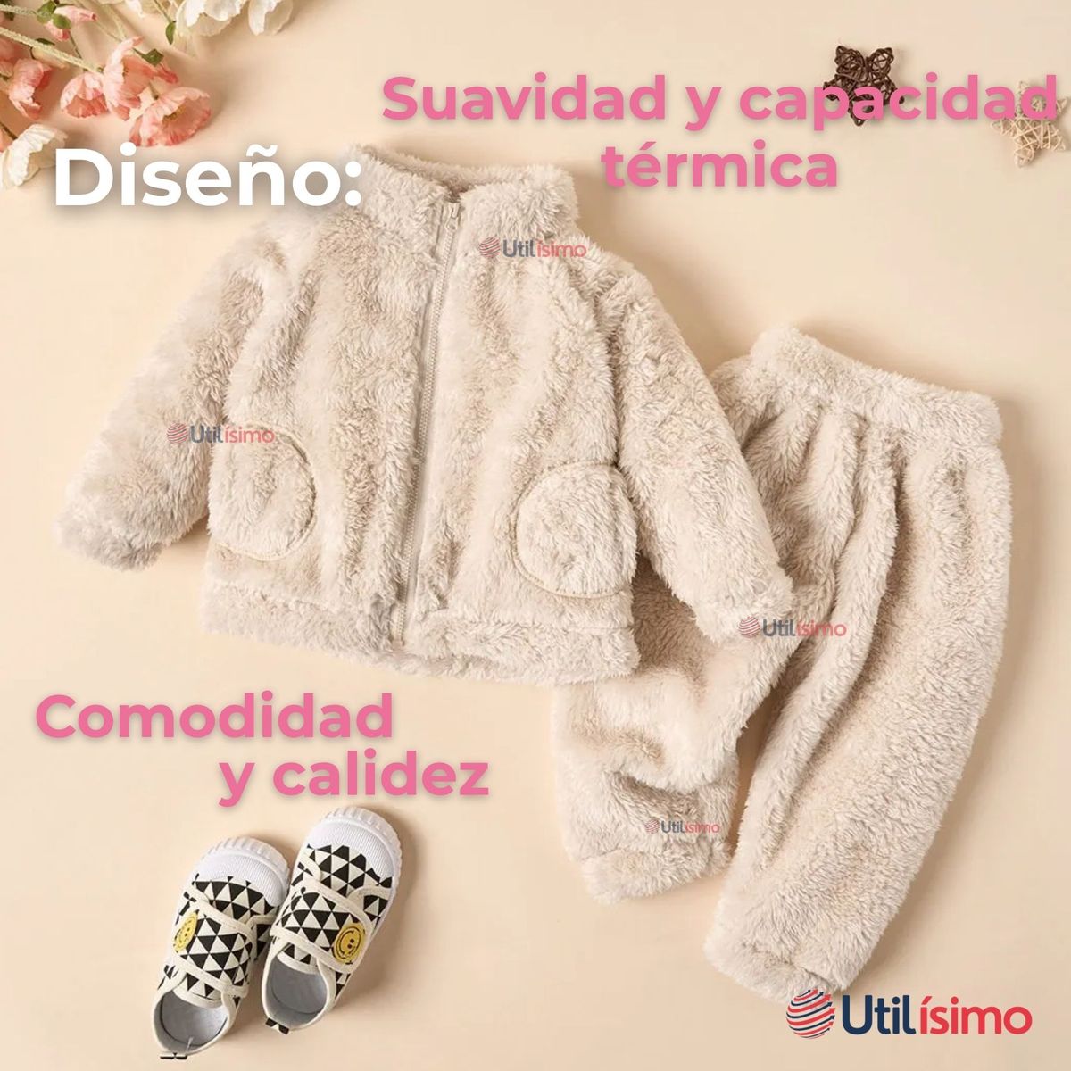 JUMP KIDS - Conjunto Frizado Polar 2 Piezas Niña Beige