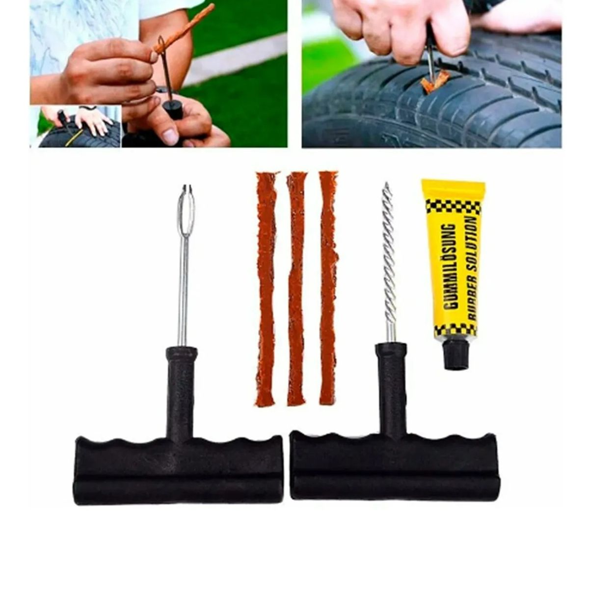 GENERICO - X2 Kit Reparacion Pinchazos Llanta Neumático Automovil Moto