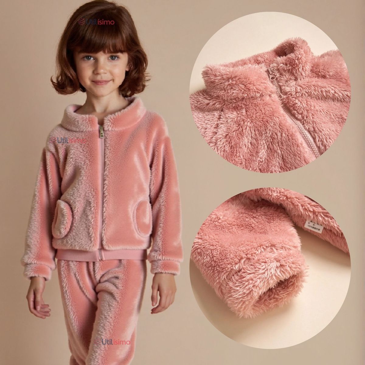 JUMP KIDS - Conjunto Frizado Polar 2 Piezas Niña Rosado