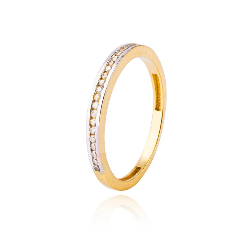JB JOYAS BARON - Anillo Compromiso de Oro 18Kt Medio Cintillo Riel AUB