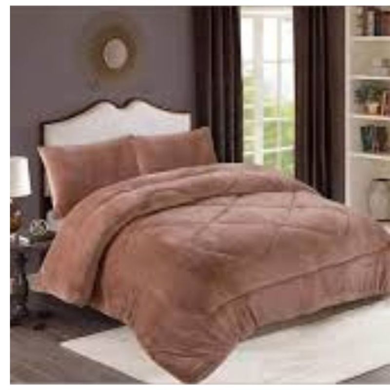 GENERICO - COBERTOR PLUSH PELUDO KING 2 PLAZAS BEIGE MARRON