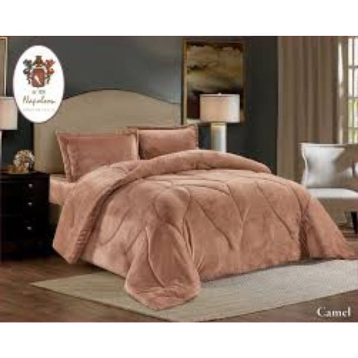 COBERTOR PLUSH PELUDO KING 2 PLAZAS BEIGE MARRON, marca GENERICO - Foto 2