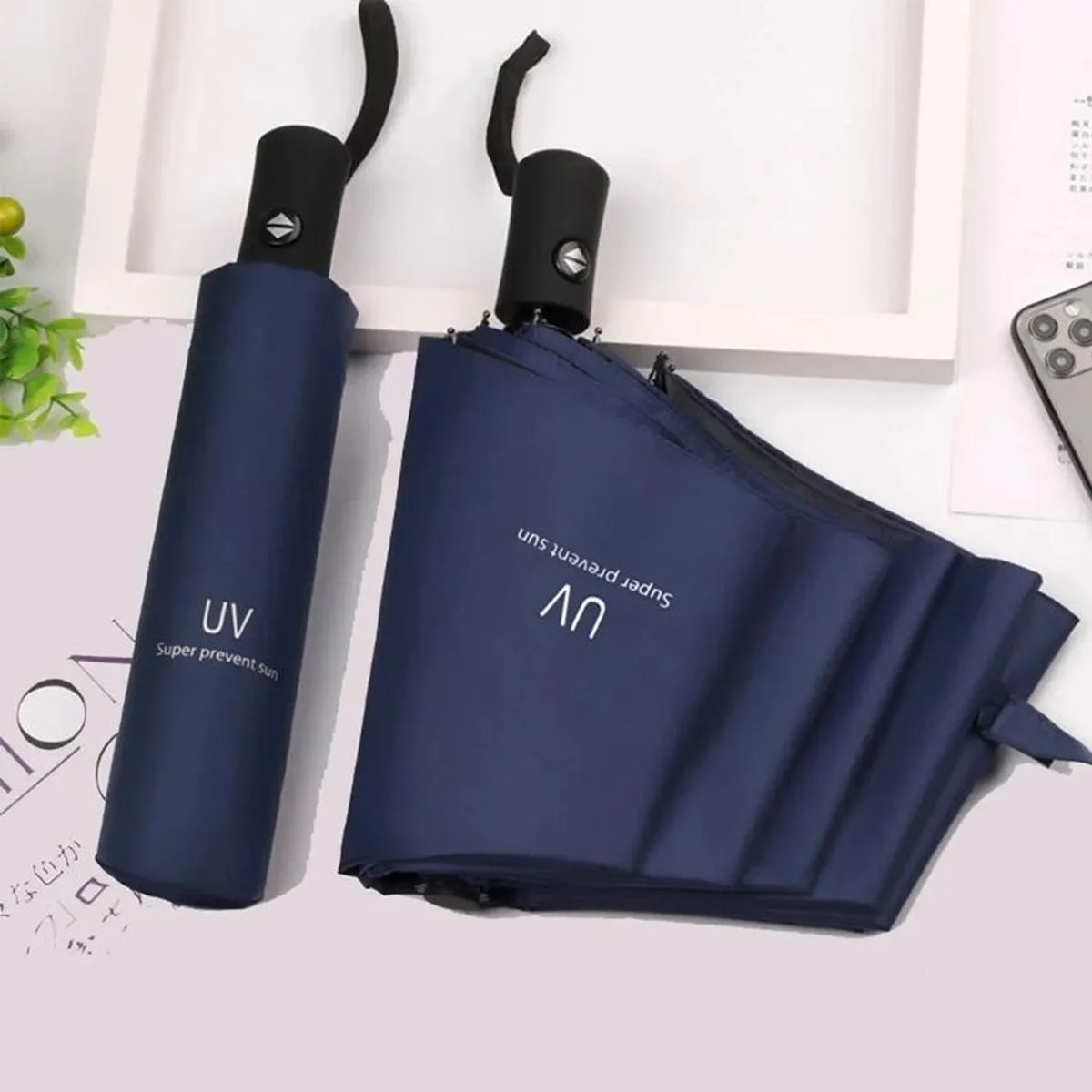 GENERICO - Paraguas Uv Retractil Manual Sombrilla Bolsillo Portatil