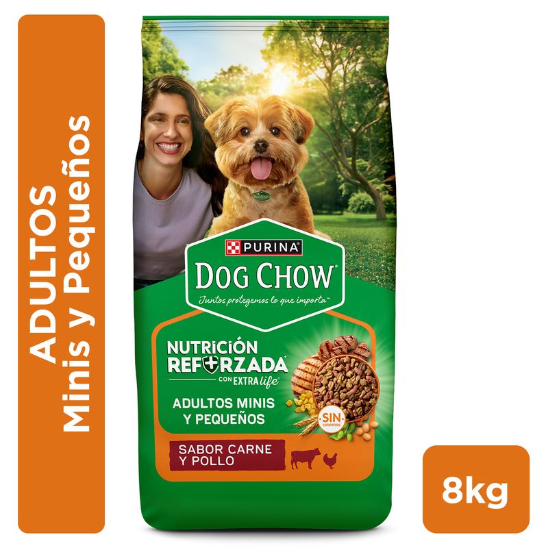 DOG CHOW - Alimento seco para perro DOG CHOW®  NUTRICIÓN REFORZADA+ Adultos Minis y Pequeños Carne y Pollo 8kg