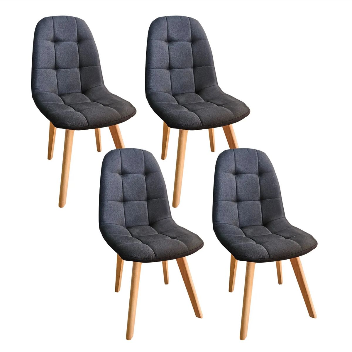 CORI CORI - Pack 4 Sillas Capitonne Lino Negro