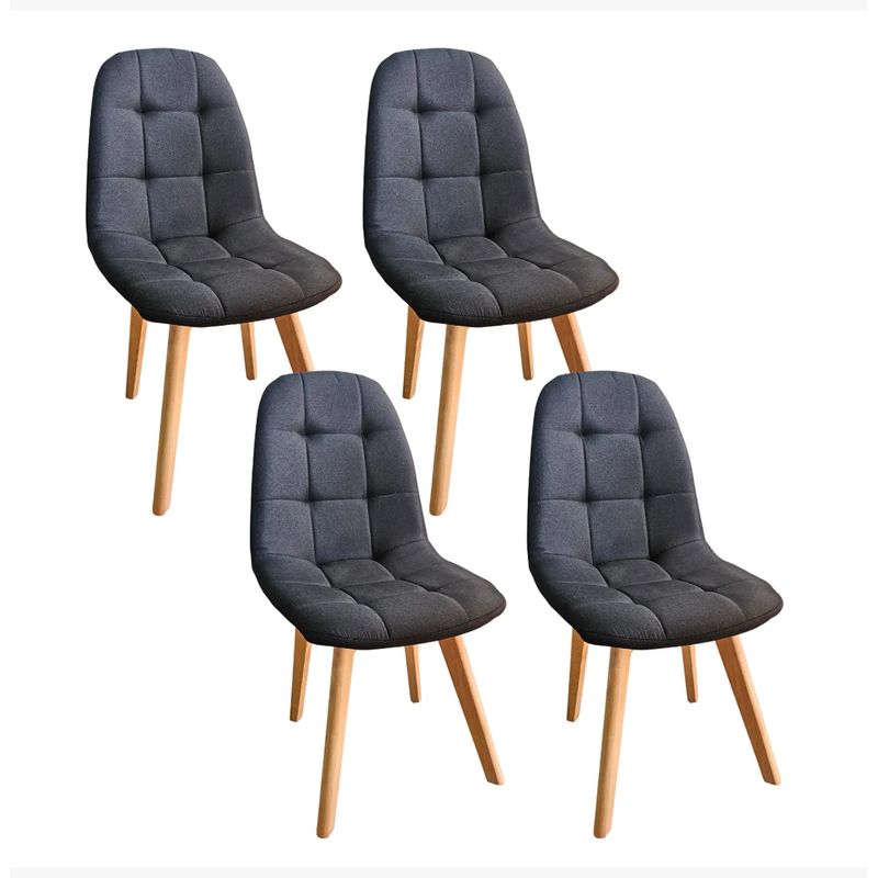 CORI CORI - Pack 4 Sillas Capitonne Lino Negro
