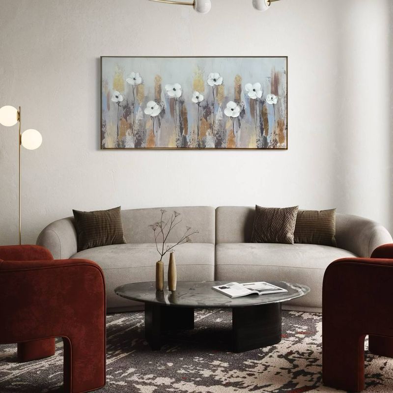 DEKAM DISEÑO - CUADRO FLORES DORADAS 140X70 CMS