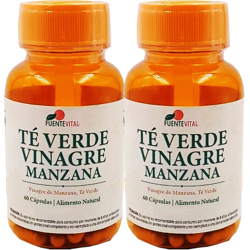 FUENTEVITAL - 2 PACK TE VERDE + VINAGRE DE MANZANA 60 CAPSULAS VEGETALES - 320 MG