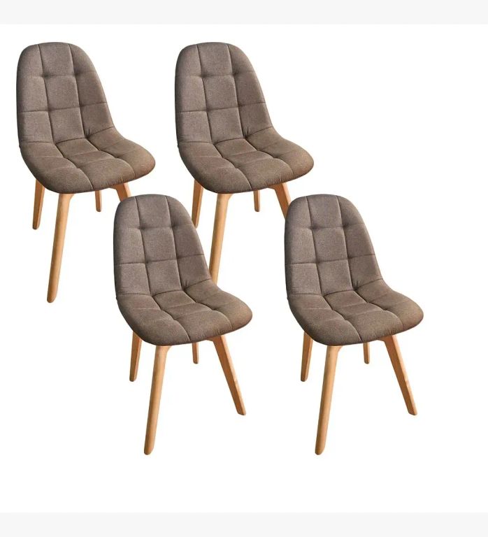 Pack 4 Sillas Capitonne Lino Wood Cafe