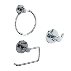 FANALOZA - Kit Accesorios De Baño 3 Piezas Cromadas