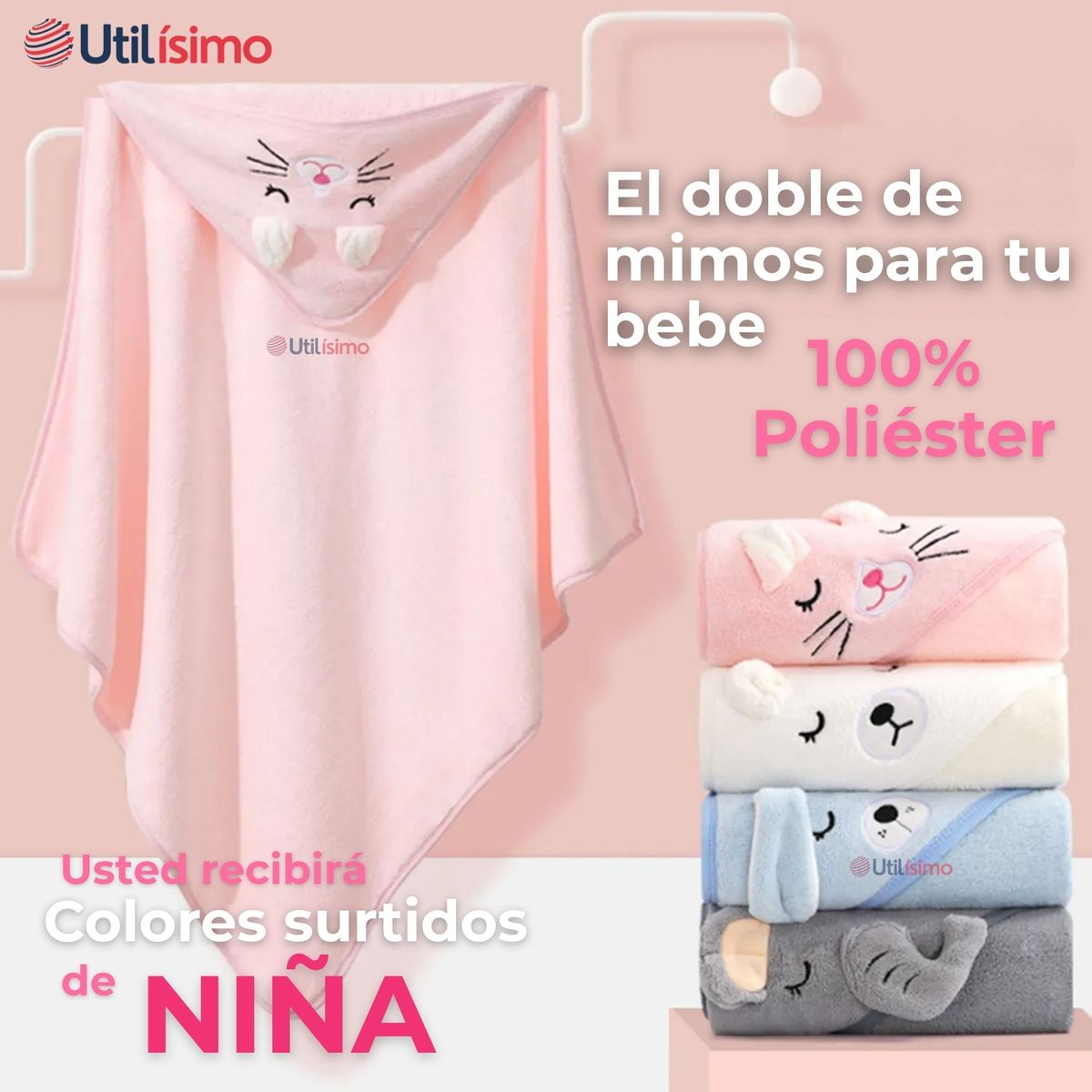 JUMP KIDS - Toalla para Bebé Con Capucha Animales Surtidos Niña