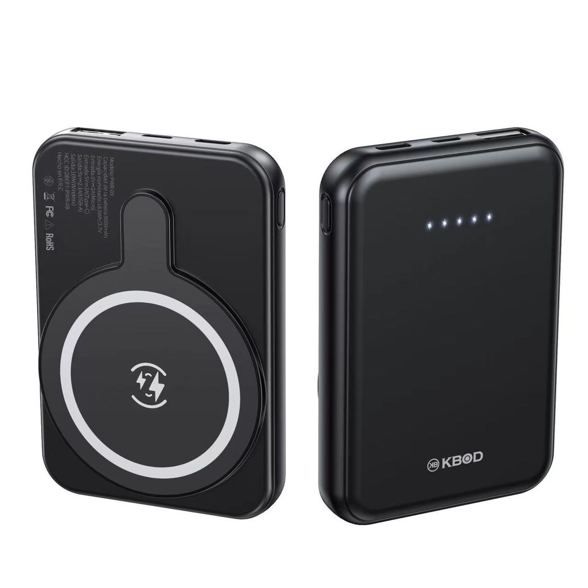 KBOD - Batería Power Bank Inalámbrica 5000 mAh Con Magsafe Kbod PW09 Negro
