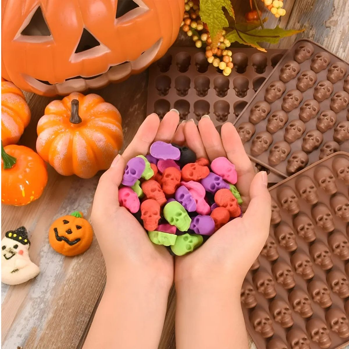 PASTELERIUSCL - Moldes Silicona Halloween Moldes Reposteria Calavera 40cav Molde Silicona Chocolate Moldes Silicona