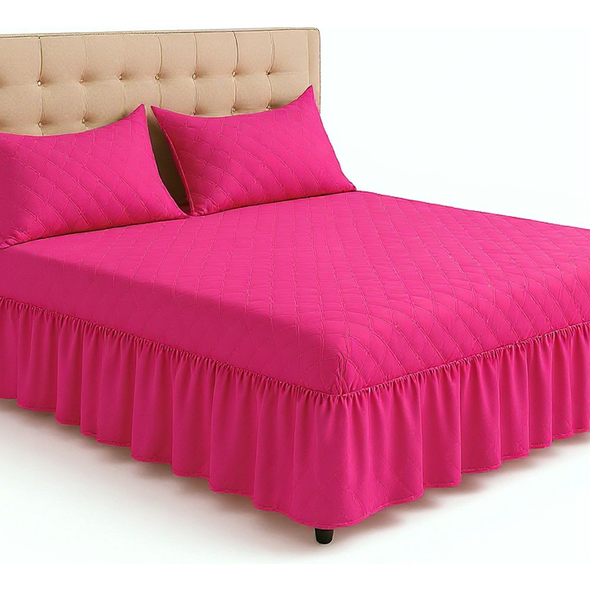 GENERICO - Faldón doble fucsia 25 plazas con diseño acolchado